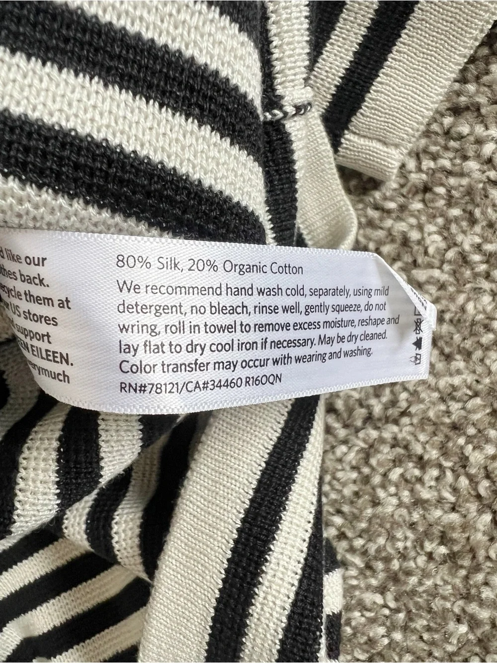 Eileen Fisher Silk Blend Striped Top XS - Picture 4 of 4